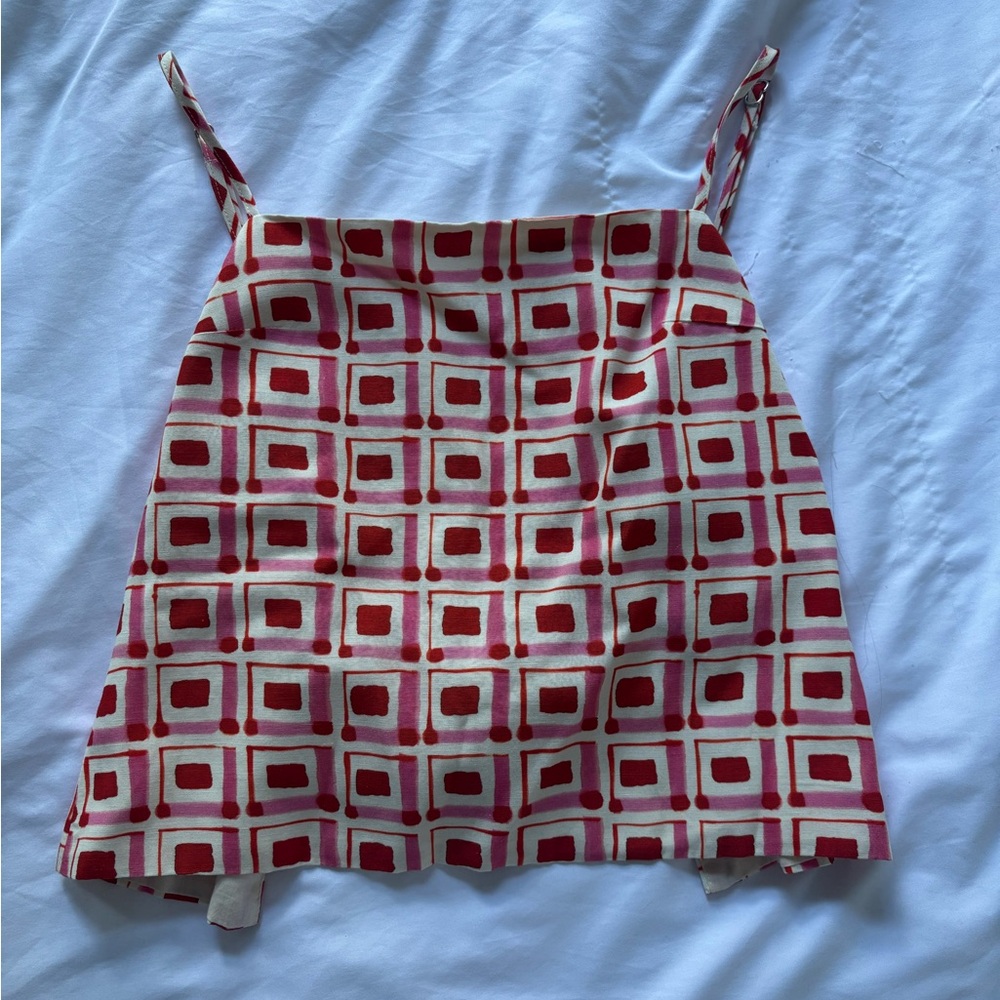 Zara Geometric Red and White Tank Top
